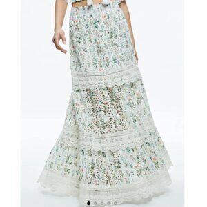 REISE EMBROIDERED TIERED MAXI SKIRT